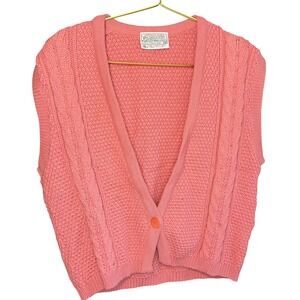 Pendleton VINTAGE Women's Coral Pink Cable Knit Wool Vest Sweater‎ Medium